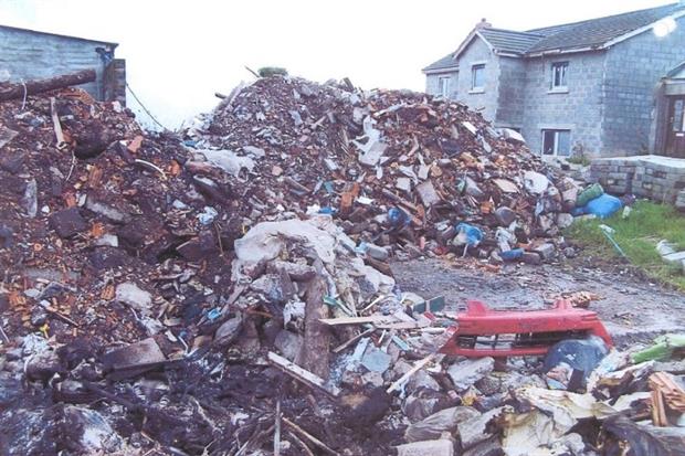 About 2,000 tonnes of mixed waste were kept at an unpermitted site in Ballynahinch. Photograph: Northern Ireland Environment Agency