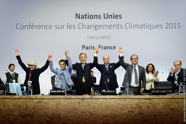 Final adoption of the historic Paris Agreement was greeted by rapturous applause for the Comité de Paris. Photo: UNFCCC