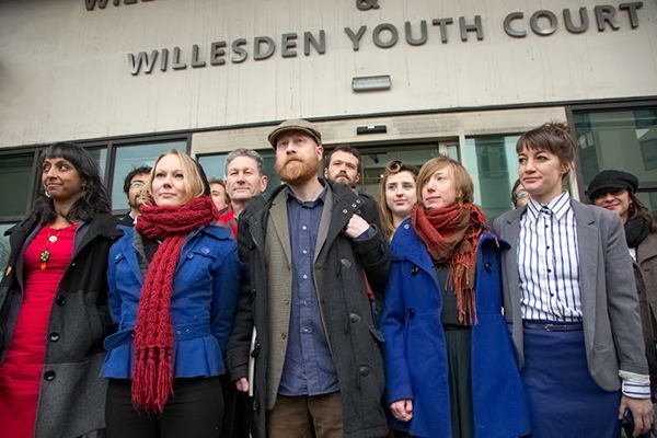 Thirteen people have been given suspended sentence for trespassing on a Heathrow runway. Photograph: Plane Stupid