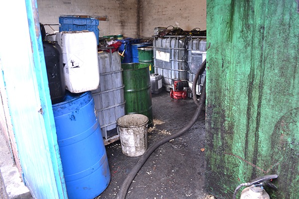 The illegal waste oil storage unit. Photograph: Environment Agency