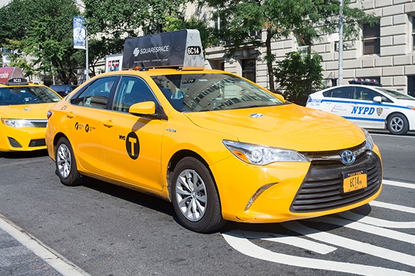 The report backs low-emission taxis, such as this hybrid-engined vehicle in New York. Photograph: Karel Miragaya/123RF