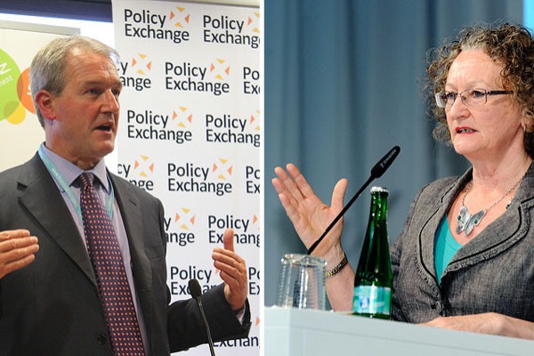 Owen Paterson and Jenny Jones both favour leaving the EU. (photos: Heinrich-Böll-Stiftung & Policy Exchange CC BY-SA 2.0)