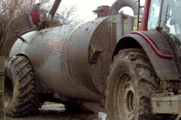 A tanker was observed “pouring out” slurry which was entering a watercourse. Photograph: Environment Agency