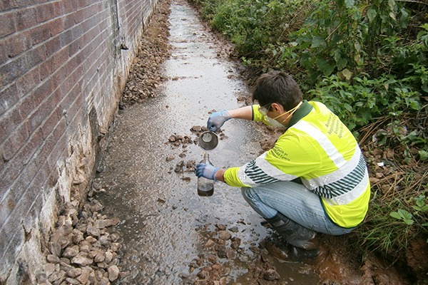 Compost leachate leaked from storage areas on Wormtech's Caerwent site onto surrounding land. Photograph: Natural Resources Wales