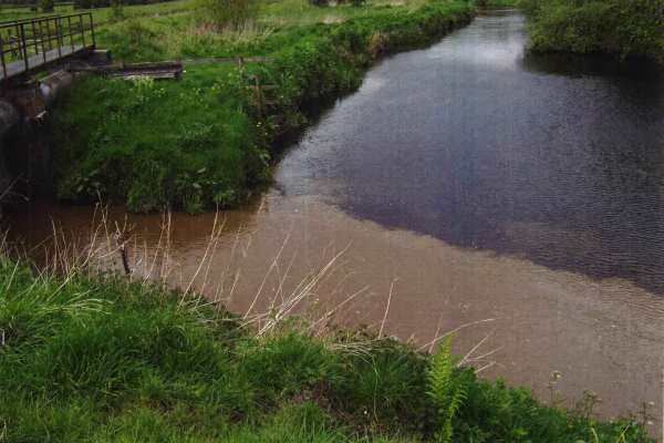 Members of the public complained about discolouration of Caaf Water at its confluence with the River Garnock. Photo: SEPA