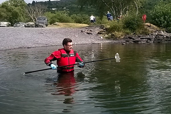 Water testing by NRW at Llyn Padarn. Photograph: Natural Resources Wales