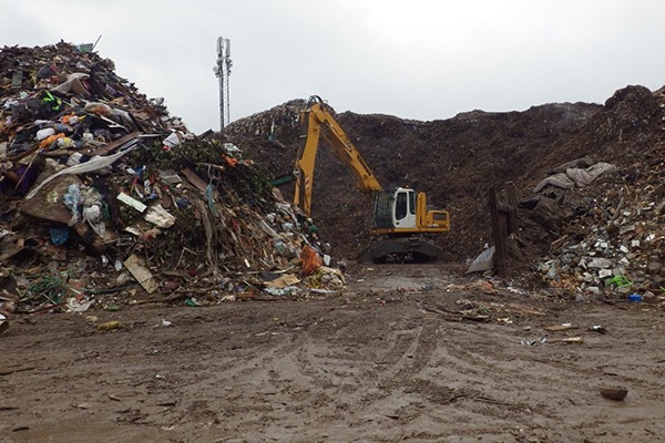 The waste was stacked 10 metres high in contravention of the company's permit. Photograph: Environment Agency