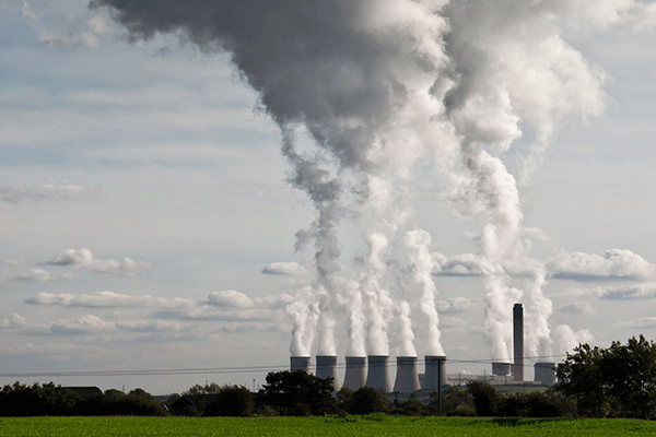 Plumes of steam rising from Drax Power Station in Selby, North Yorkshire.