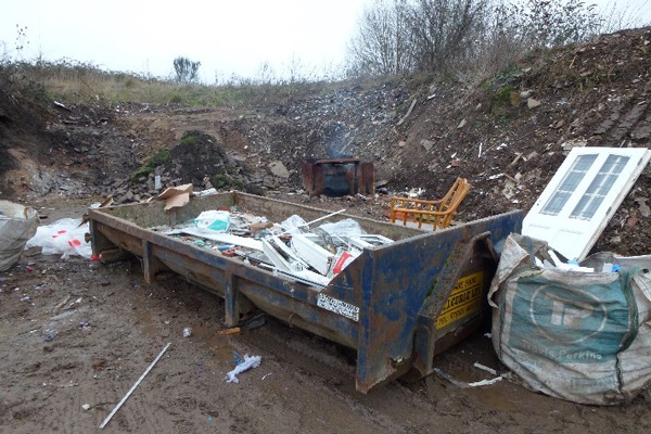 MJ Curle had been collecting, transporting and storing skips full of waste without an environmental permit. Photograph: Environment Agency.
