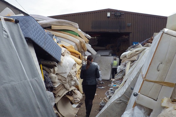 Environment Agency officers found a mountain of waste mattresses at Bertram's site in Smarden. Photograph: Environment Agency