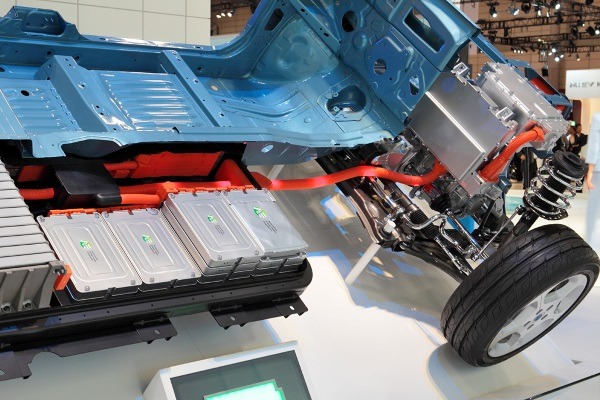 Improved battery technology is key to securing greater adoption of batter-powered cars, such as this cut-away Nissan Leaf. Photograph: Tennen-Gas CC BY-SA 3.0