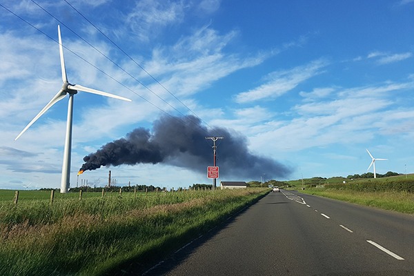 The flare from ExxonMobil's ethylene plant was visible for many kilometres. Photograph: Stephanie Harcus