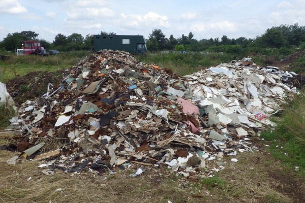 EA officers found significant quantities of waste at the site. Photograph: Environment Agency