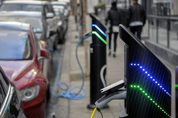 Electric vehicles could contribute stored power to manage increased variable renewables on the grid. Photograph: National Grid/ Howard Pugh/Getty Images