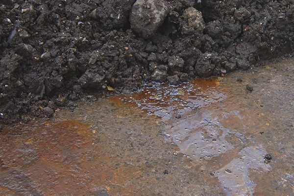 Leachate from a pile of waste stored at Avonmouth. Photograph: Environment Agency