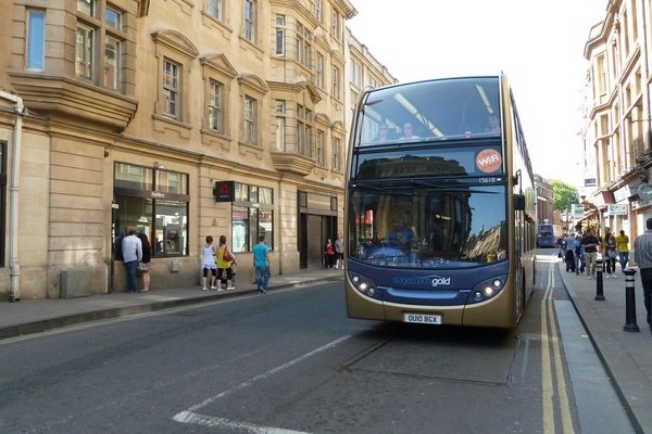 The buses going through Oxford's George Street would have to be zero-emission in 2025. The ZEZ would first cover a small part of the city, expanding outwards in 2025 and 2035. Photograph: Basher Eyre CC BY-SA 2.0