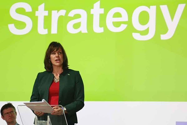 Climate change minister Claire Perry launched the strategy while BEIS secretary Greg Clark looks on. Photograph: Tom Reeve/ENDS