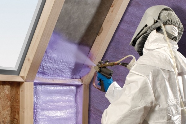 Spraying insulation is one way to improve the energy efficiency of homes. Photograph: Cdpweb161 CC BY-SA 3.0