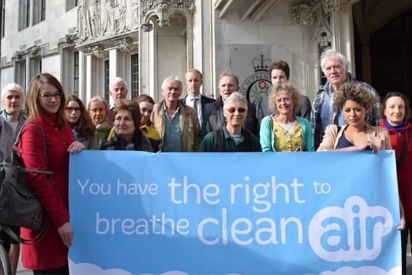 ClientEarth supporters gathered outside the Supreme Court following the first victory in 2015. Photograph: ClientEarth