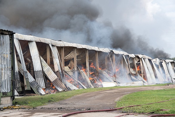 The fire at Oakfield Farm in Walesby burned for over two weeks last September. Photograph: Nottinghamshire Fire & Rescue Service