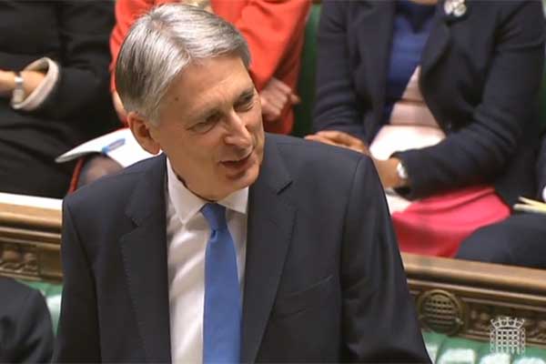 Chancellor of the Exchequer Philip Hammond delivers Autumn Budget 2017. Photograph: Parliament TV