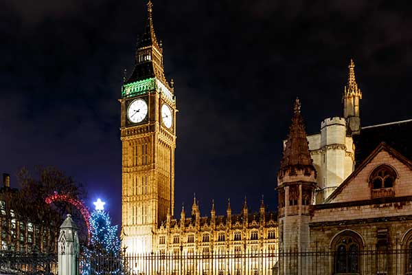 Big Ben with Christmas tree and London Eye in background. Photograph: Alexey Fedorenko/123RF