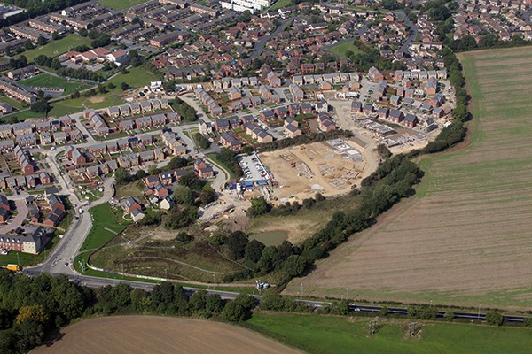 Aerial view of housing development. Photograph: A.P.S. (UK)/Alamy Stock Photo