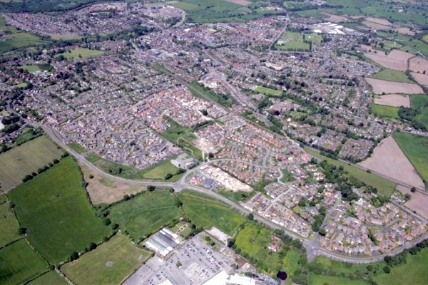 An aerial view of Nantwich