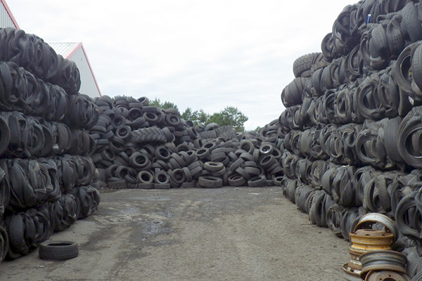 Piles of waste tyres