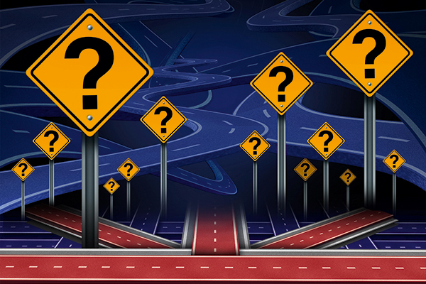 Brexit illustration: roads and question marks