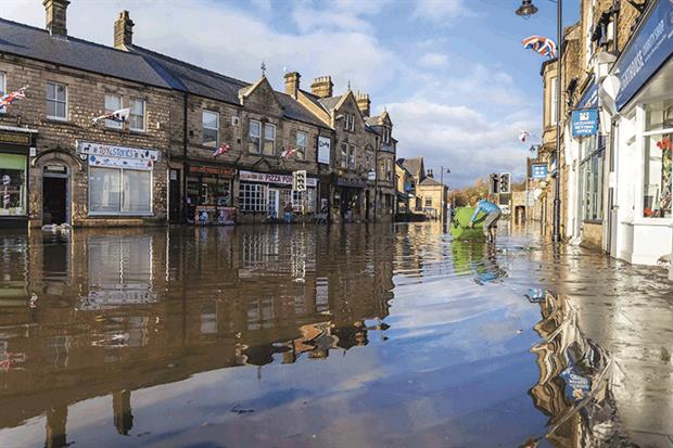 Flooding in Matlock in November: TCFD will help insurers assess climate risks. Photograph: Jonathan Christian Photography/Getty Images
