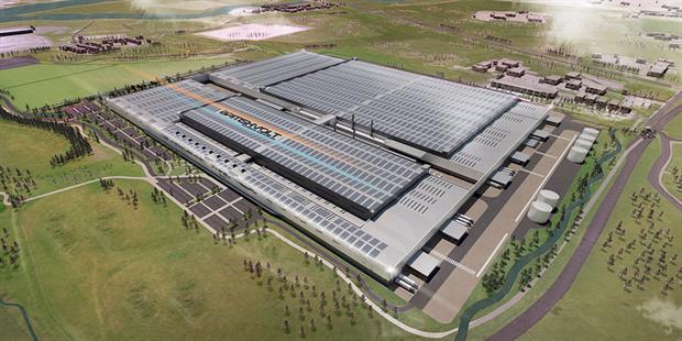 Computer generated illustration of Britishvolt's gigafactory in Northumberland