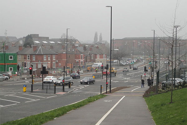Road junction of Mercian Way with Abbey Street, Derby