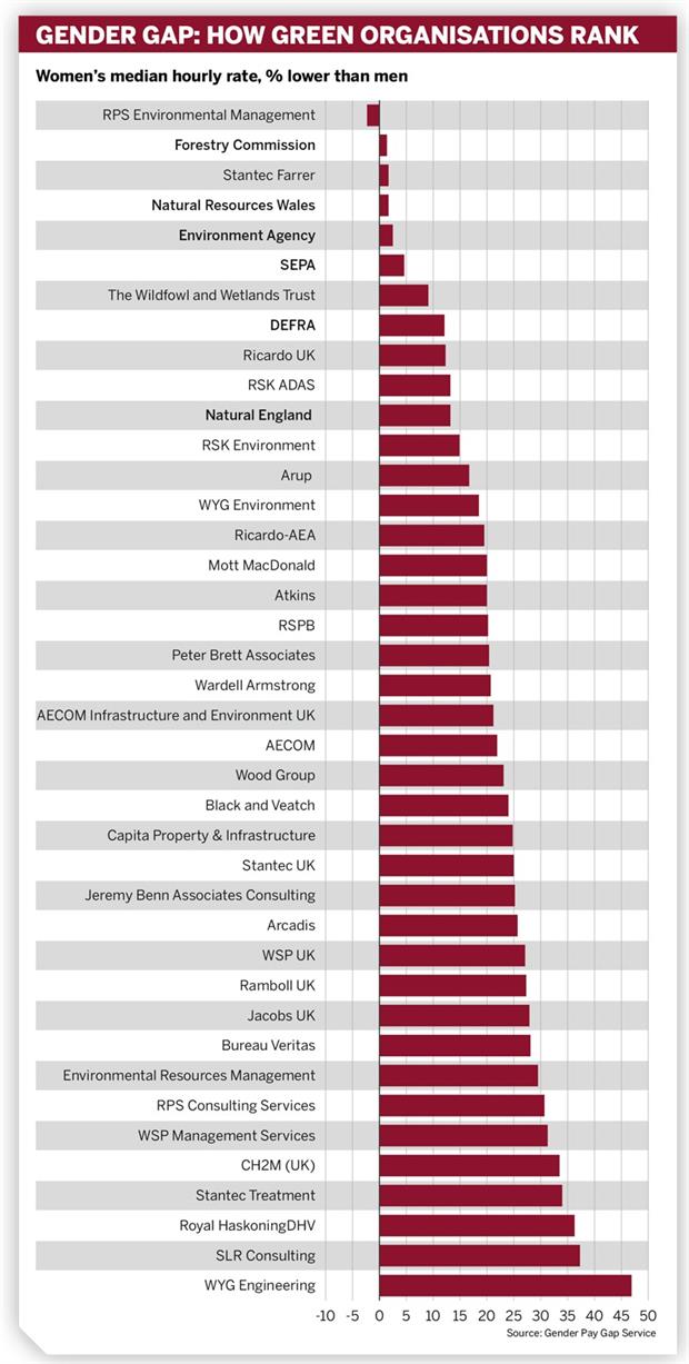 Graph: Gender gap rankings of environmental companies
