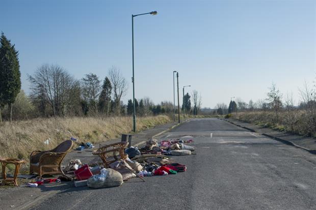 Waste dumped on a roadside