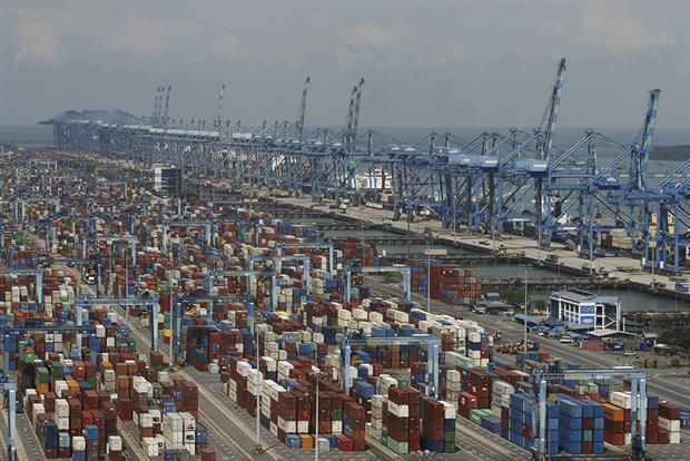 Shipping containers at Westports in Port Klang, Malaysia, from where plastic waste shipments will be returned to their country of origin. Photograph: Anadolu Agency/Getty Images