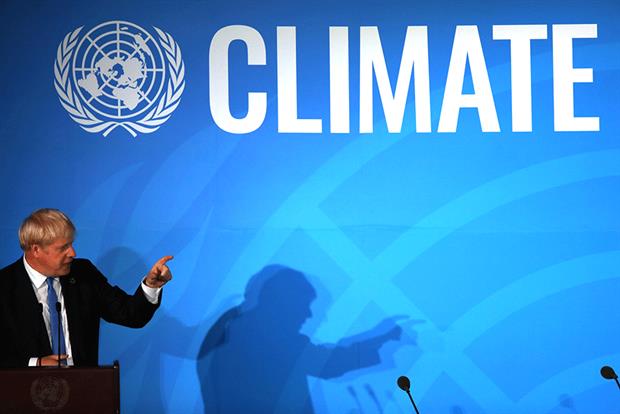 Boris Johnson speaking at the UN Climate Action Summit in September 2019 in New York City. Photograph: Spencer Platt/Getty Images