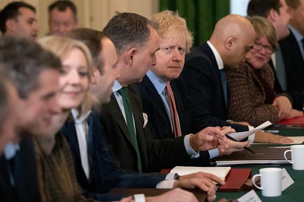 The new government attends its first cabinet meeting since the election. Photograph: Matt Dunham/Getty Images