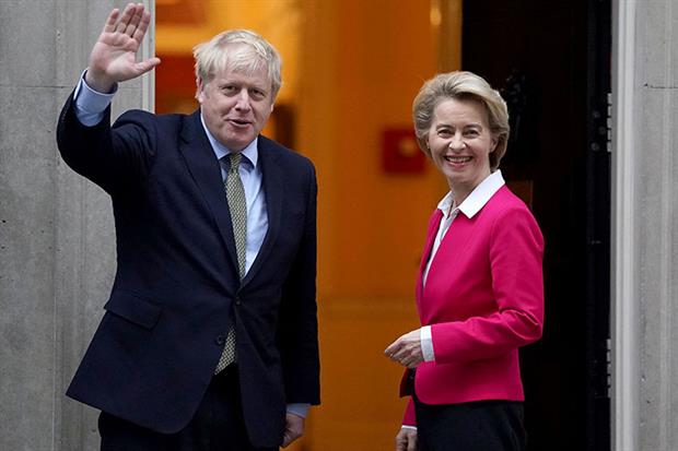 Boris Johnson meets European Commission president Ursula von der Leyen in January. Negotiators are set to clash in free trade talks over whether the UK will align with EU green rules after Brexit. Photograph: Peter Summers/Getty Images