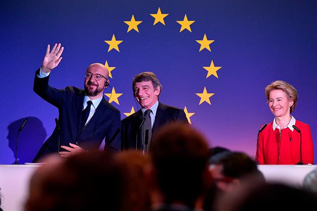 EU leaders bid farewell to the UK. Photograph: John Thys/Getty Images