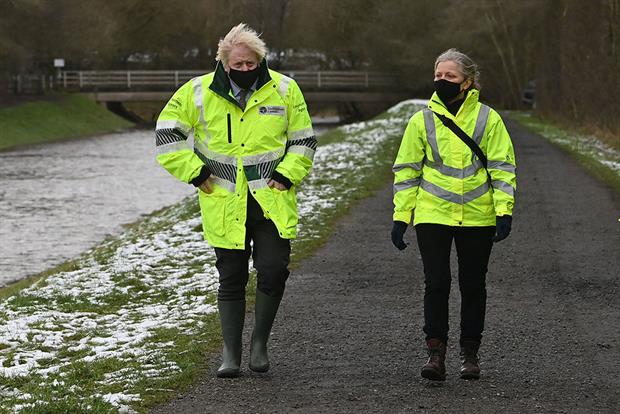 Boris Johnson and Emma Howard Boyd walking along a tow path
