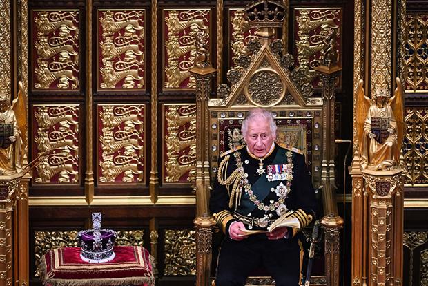 Prince Charles delivering the Queen's Speech earlier today (pic: WPA Pool/Getty Images)