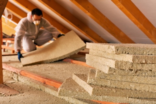 Roof insulation being installed