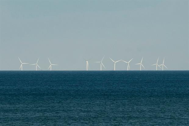 Hornsea Project One seen from Barmston beach. Photograph: The joy of all things/Wikimedia Commons