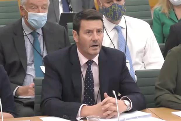 Southern Water chief executive Ian McAulay in front of the Environmental Audit Committee yesterday. Photograph: Parliament TV