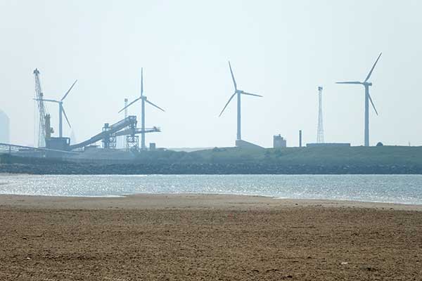 Wind turbines near Cosby beach near Liverpool