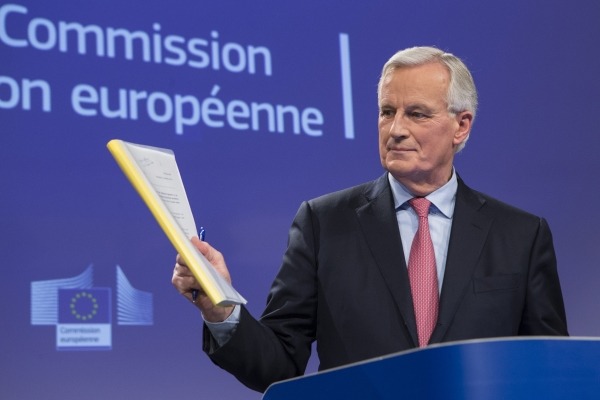 EU Brexit negotiator Michel Barnier presents the draft text