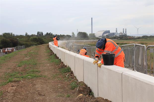 Precast walls were used to create flood defences near Severn Beach