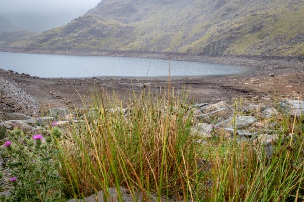 Seathwaite Tarn Reservoir in drought conditions, summer 2018