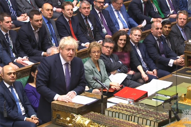 Boris Johnson opens the parliamentary debate on the Withdrawal Agreement Bill. Image: Parliament TV
